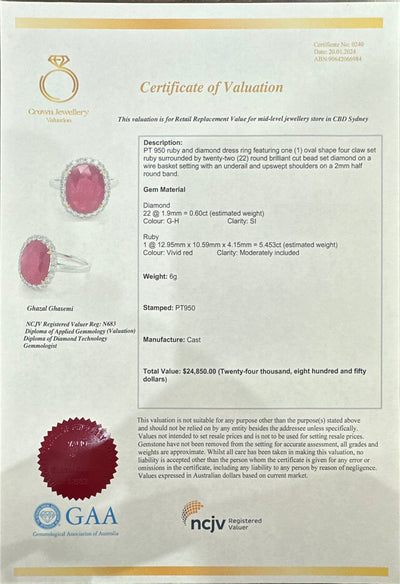 Platinum, Ruby and Diamond Ring