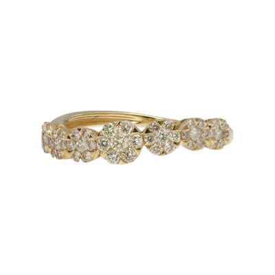 18ct Yellow Gold Diamond Roses Cluster Ring