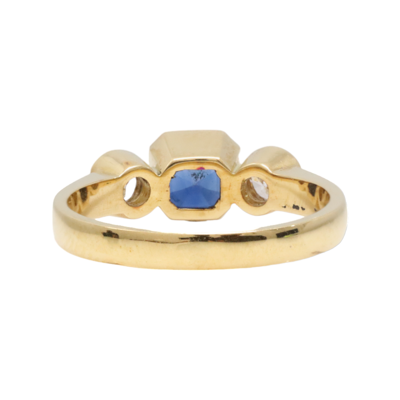 Trilogy Ceylon Sapphire and Diamond ring in 18ct yellow gold
