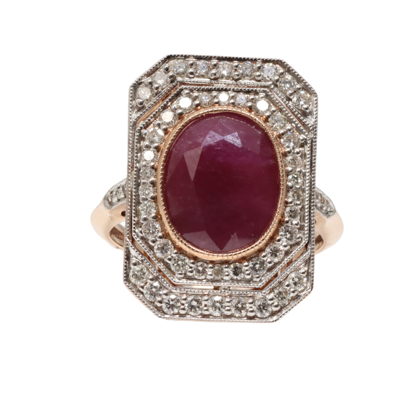 14ct Rose Gold Ruby and Diamond ring