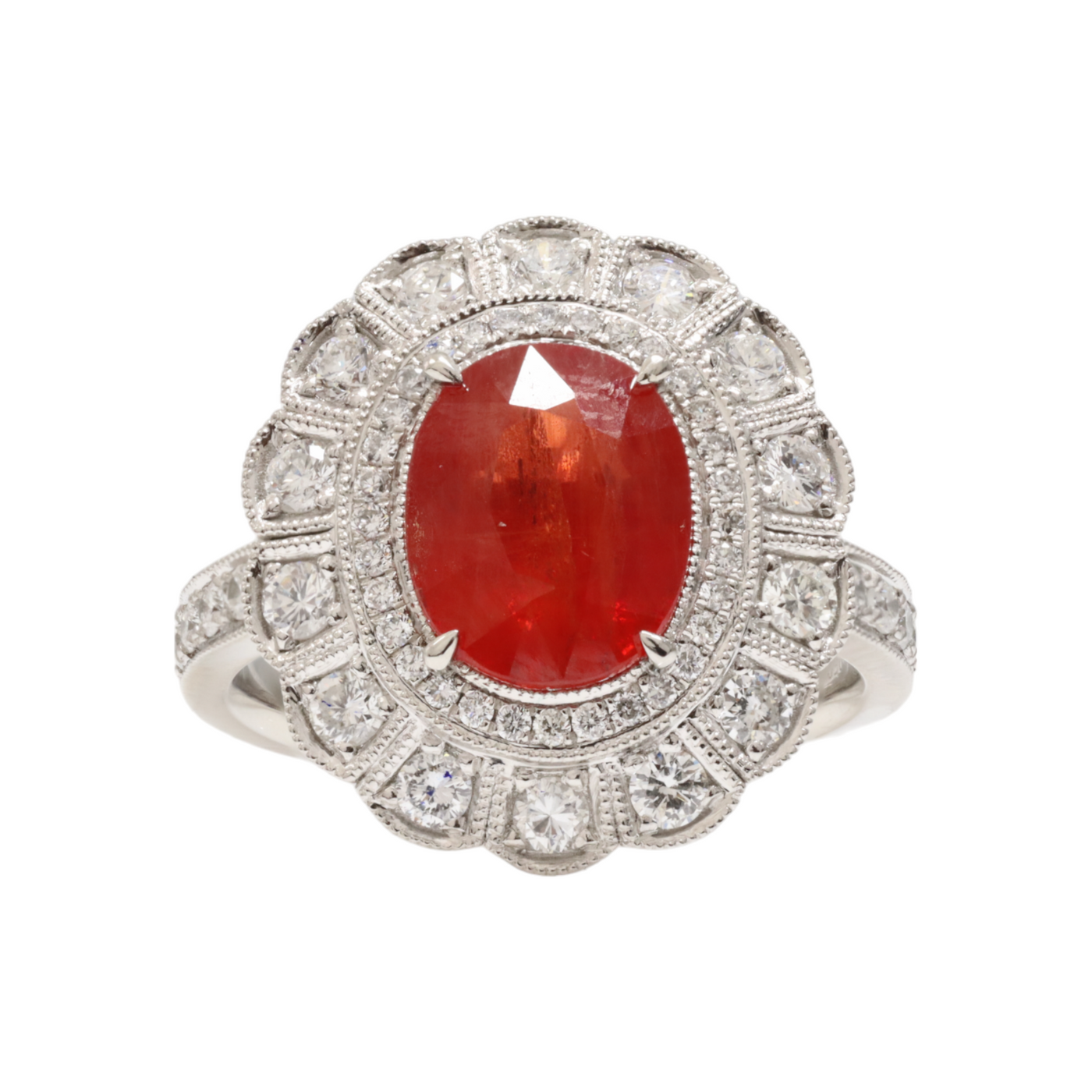 Platinum Ruby and Diamond Ring
