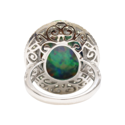 Ethiopian Opal and Diamonds in 14k White Gold