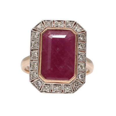 14ct rose Ruby and Diamond Ring