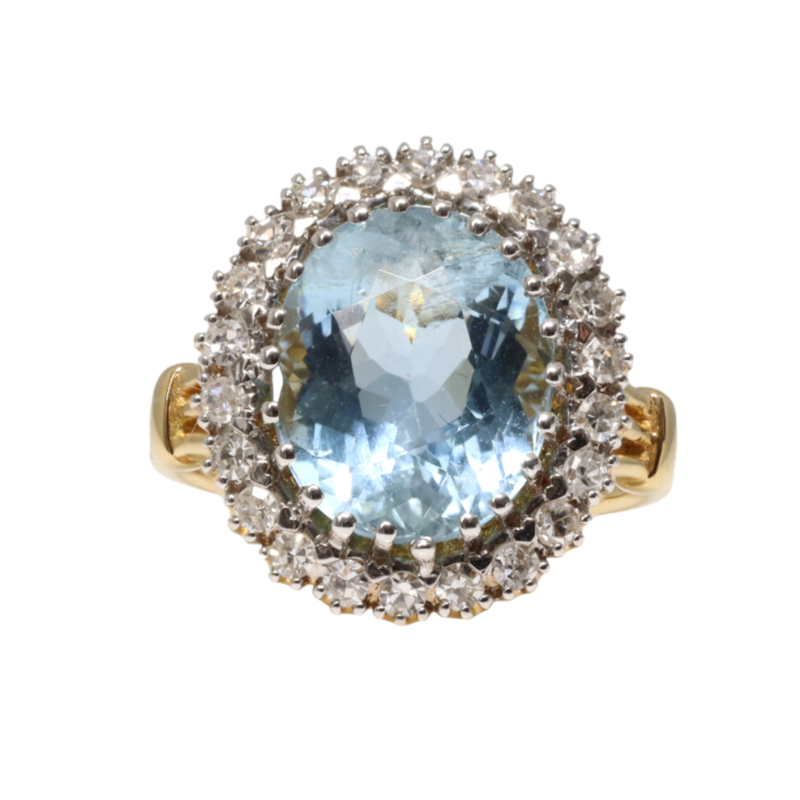 18ct yellow gold Aquamarine and Diamond ring