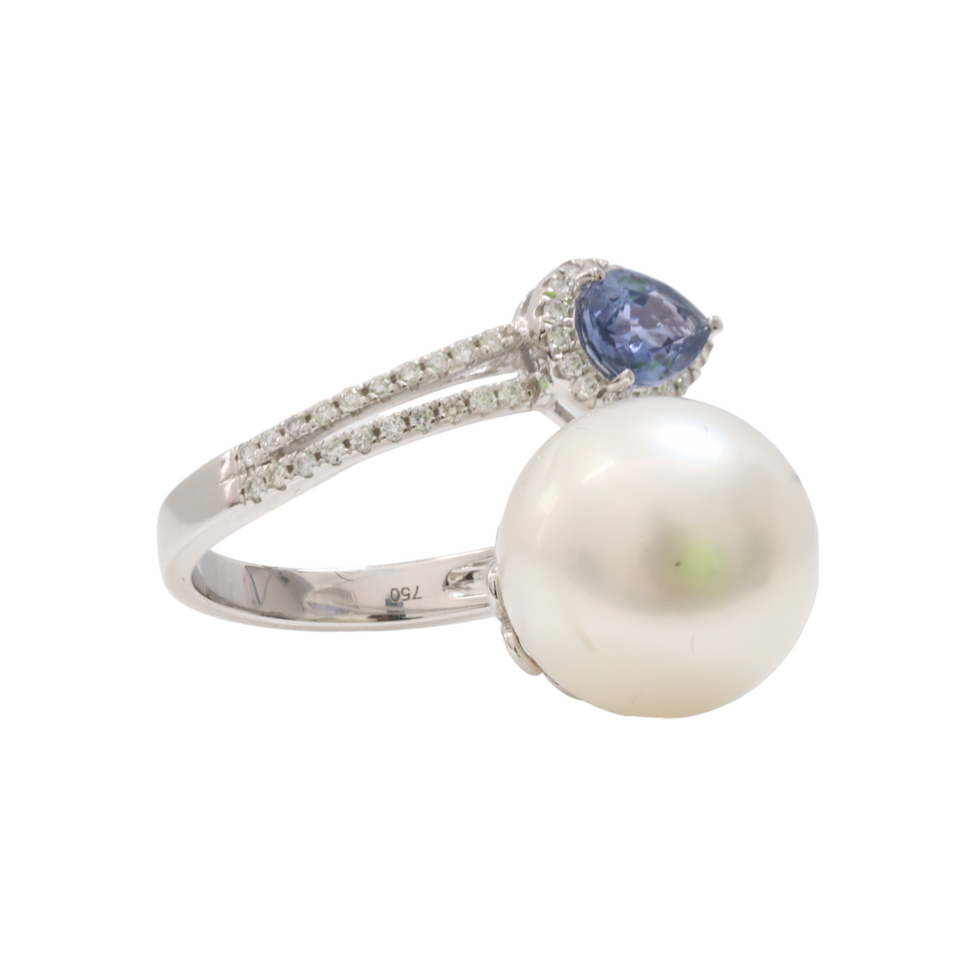 Pearl, Sapphire , Diamond ring in 18ct WG