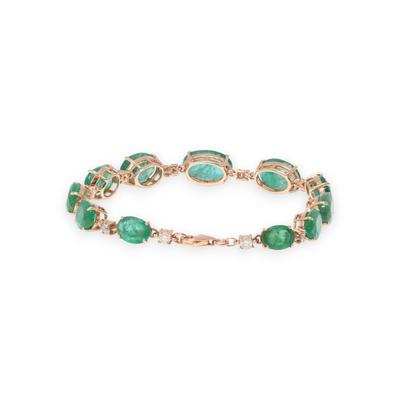 14ct Rose Emerald and Diamond bracelet