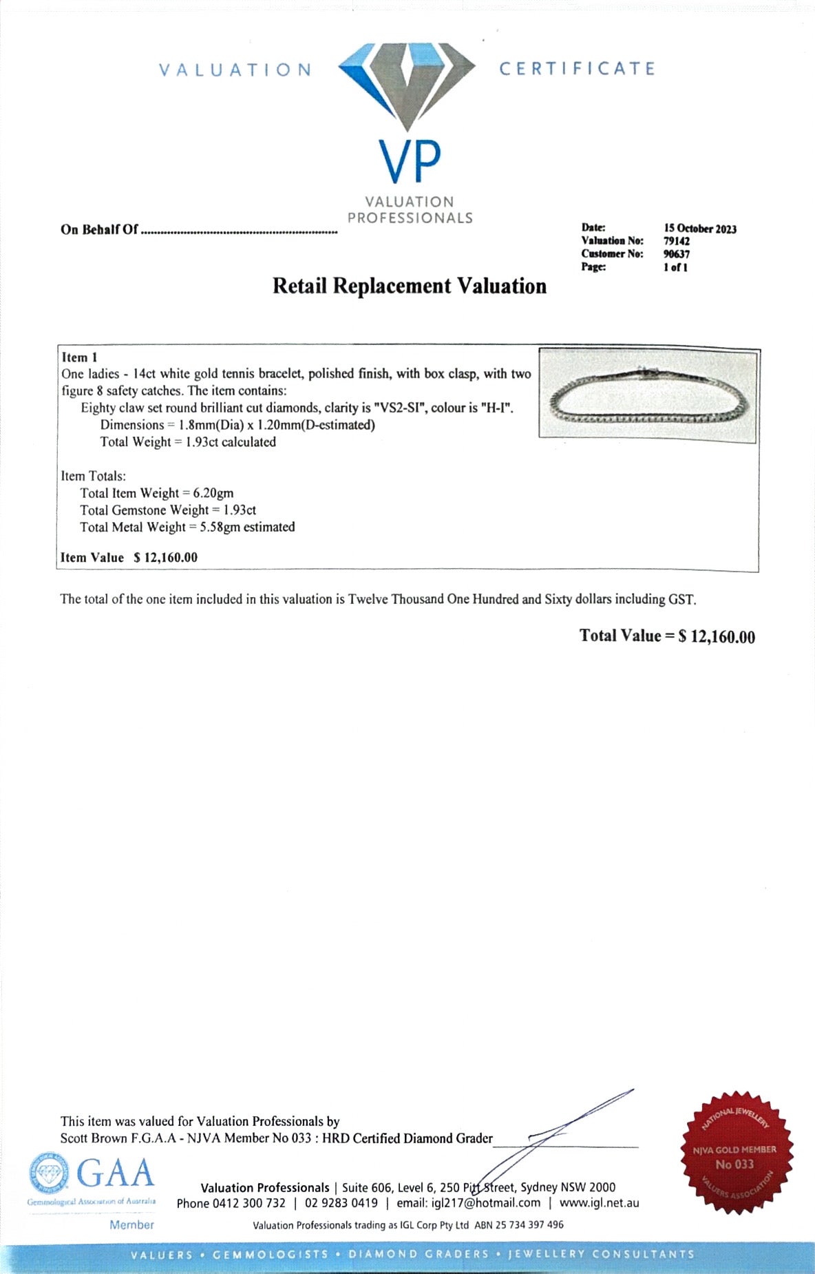 1.93ct WG Diamond Tennis Bracelet in 18ct
