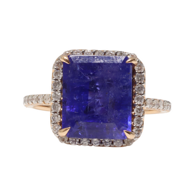 18ct Rose Gols Tanzanite and Diamond ring