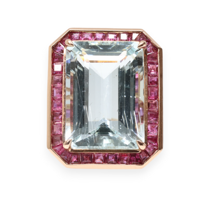 18ct Rose gold Aquamrine and Ruby ring