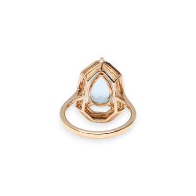 18ct rose gold Aquamarine and Diamond dress ring