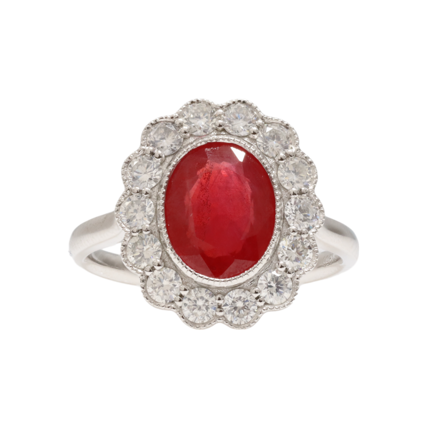 Ruby and Diamonds in Platinum Ring