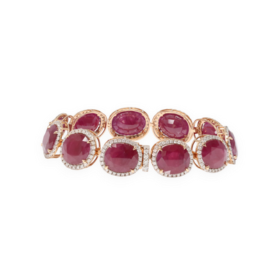 18ct Rose Gold Ruby and Diamond Bracelet