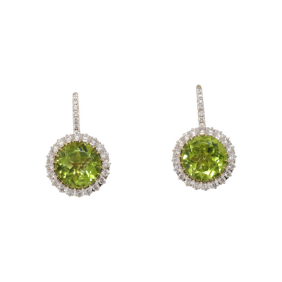 Peridot and Diamonds Earrings in 18ct YG