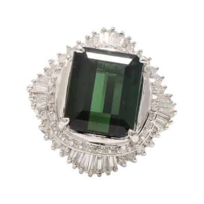 Platinum Tourmaline and Diamond Ring