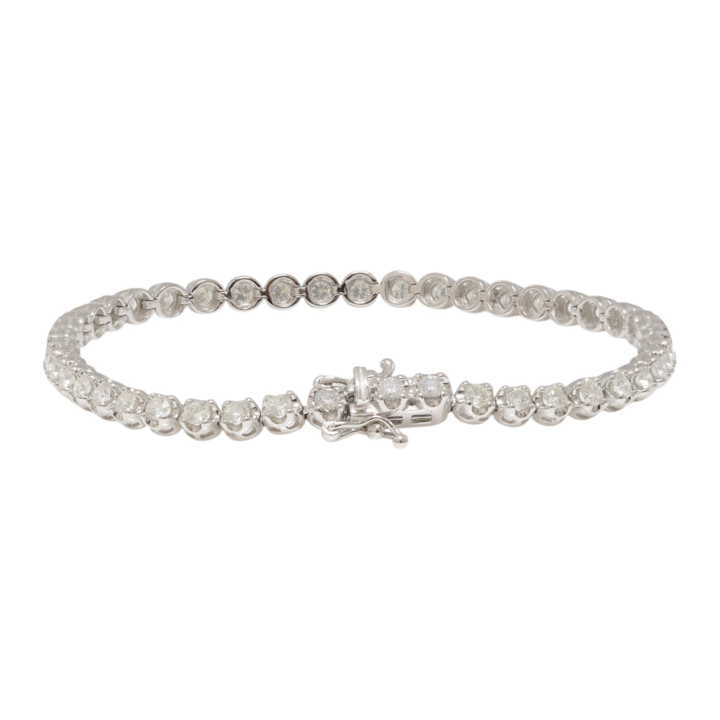 18ct White Gold Natural Crown Diamond tennis bracelet