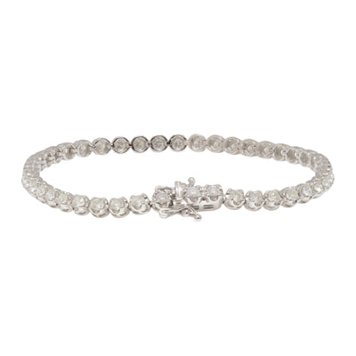 18ct White Gold Natural Crown Diamond tennis bracelet