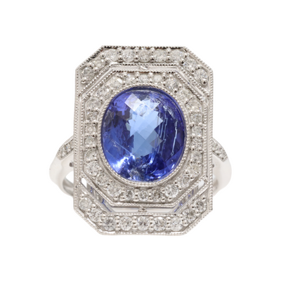 Tanzanite and Diamond In platinum