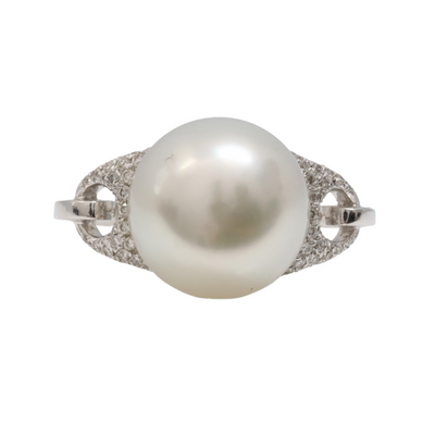 18ct WG South Sea Pearl and Diamond Ring
