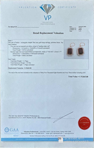 18ct Rose Gold Ruby and Diamond Earrings