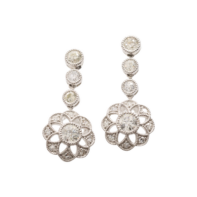 Art Deco Diamond Earrings in 18ct WG
