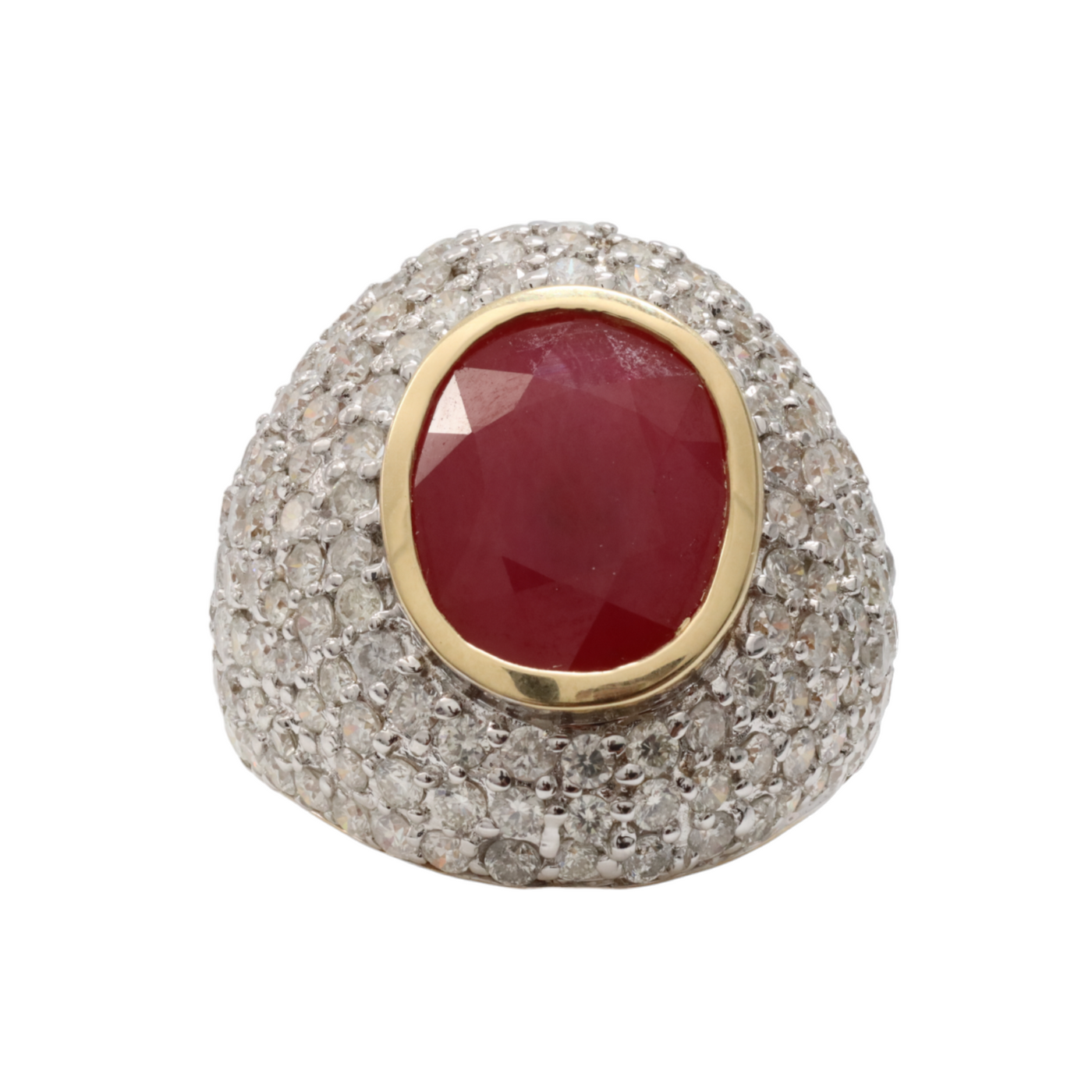 18ct Yellow Gold Ruby and Diamond Dome ring
