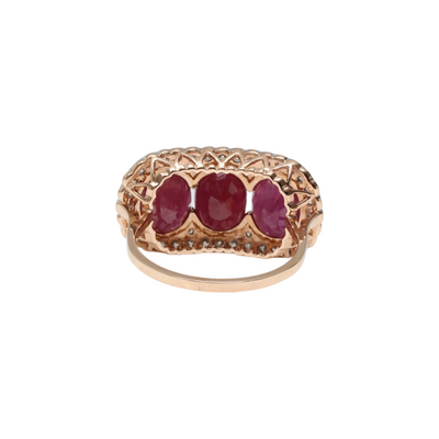 14ct Rose Gold Trilogy Ruby and Diamond Ring