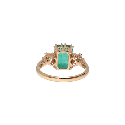 18ct Rose Gold Emerald and Diamond Trilogy Ring