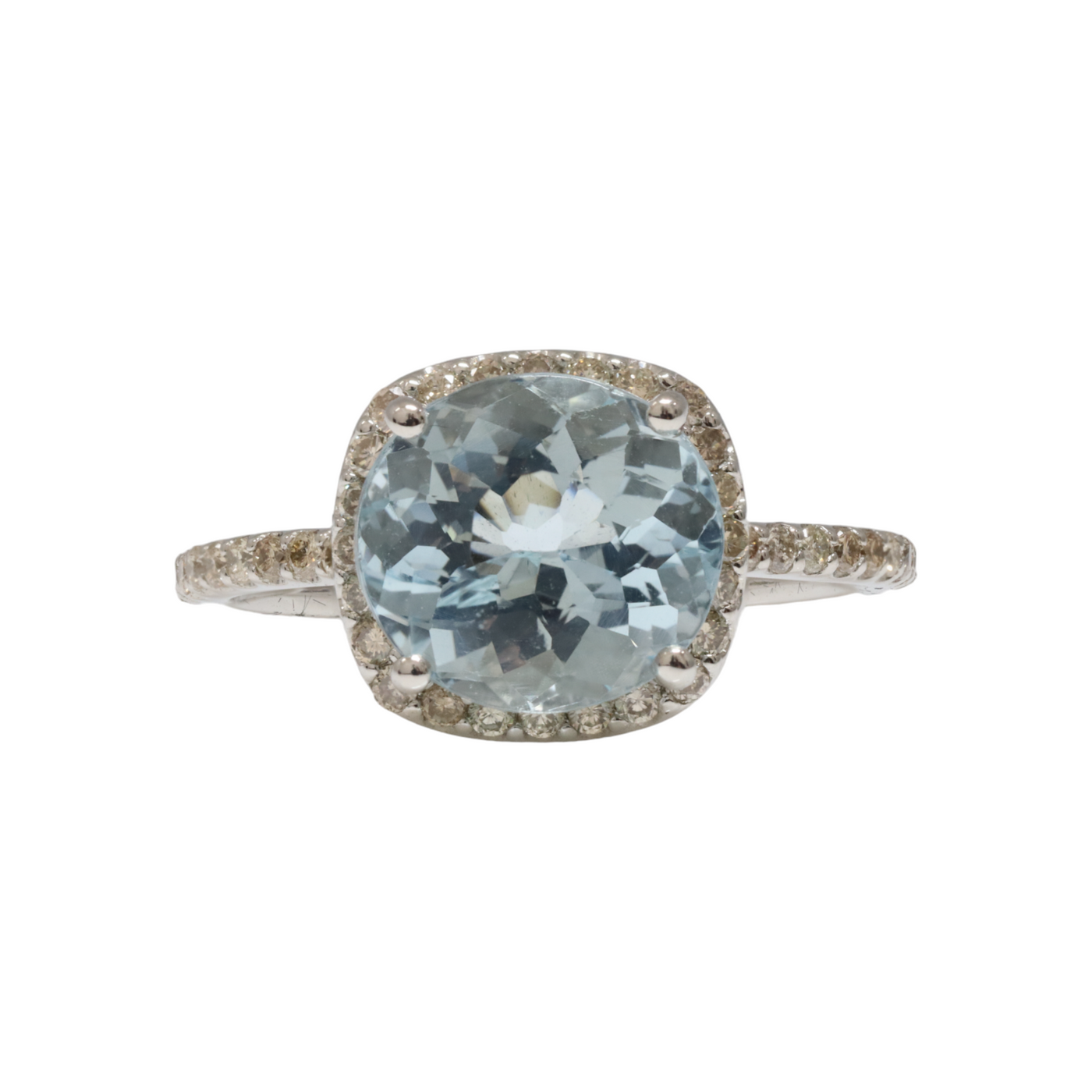 Aquamarine and Diamond Ring in Platinum