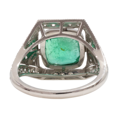 18k White Gold, Emerald and Diamond Ring