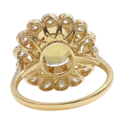 Chrysoberyl GIA certified and Diamond in 18ct YG ring