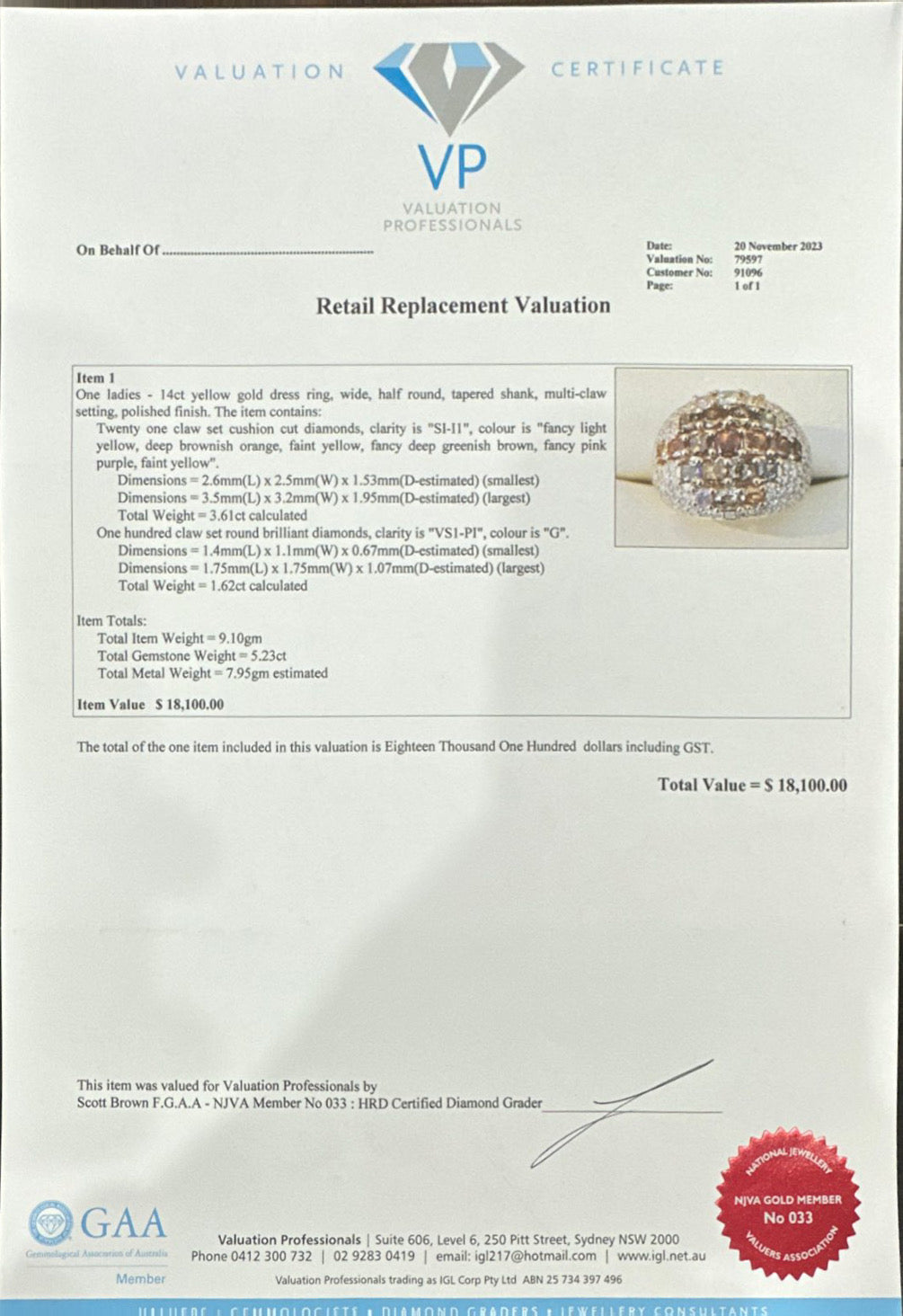 Champagne diamond in 18ct Yellow Gold