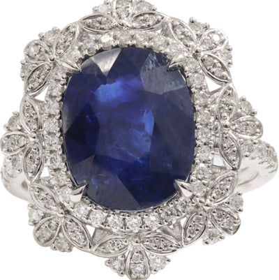 Platinum Ceylon Sapphire and Diamond Ring