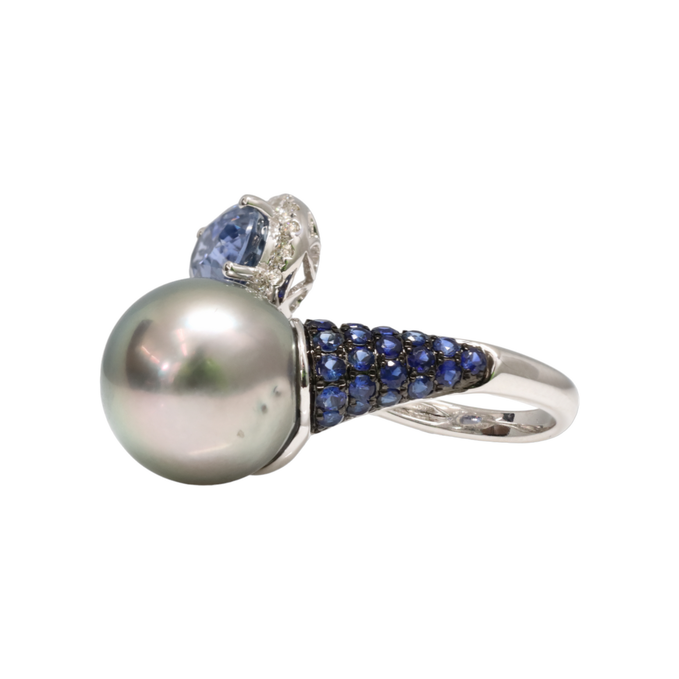 Tahitian Pearl, Sapphires and Diamond Ring