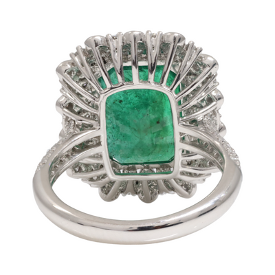 Platinum Emerald and Diamond Ring