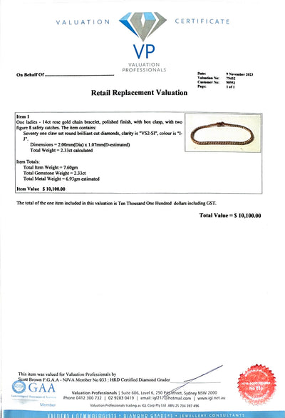 2.33ct RG Diamond Tennis Bracelet