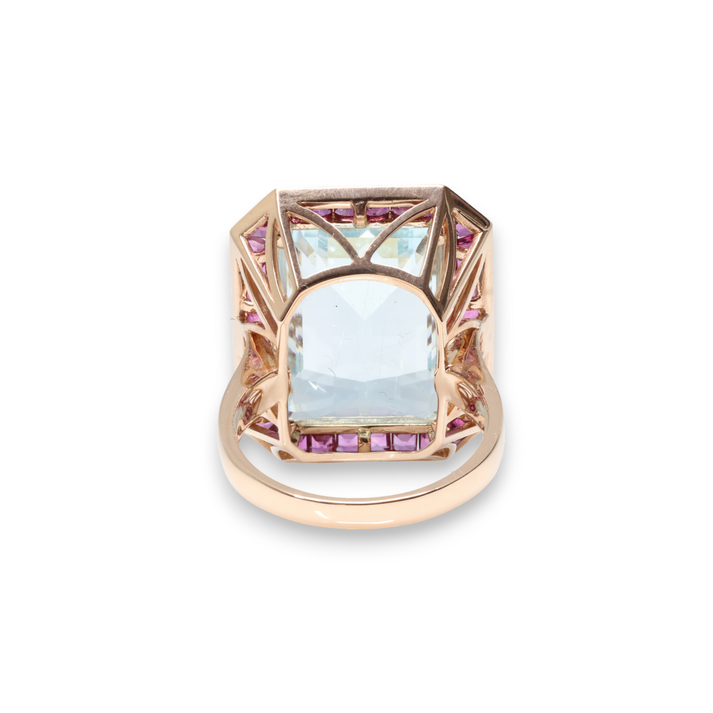 18ct Rose gold Aquamrine and Ruby ring