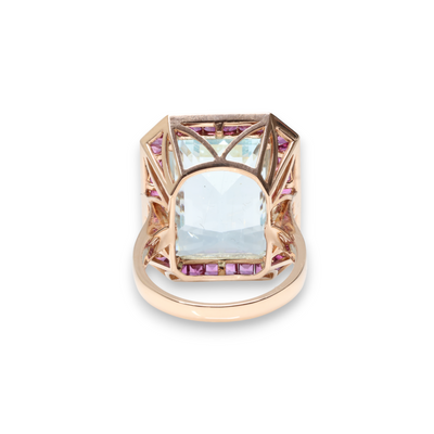 18ct Rose gold Aquamrine and Ruby ring