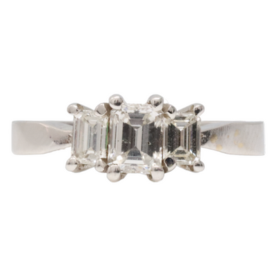 Trilogy Emerald Cut Diamond Ring