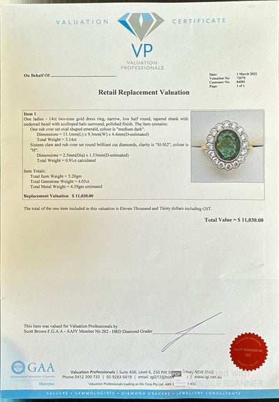 14ct Yellow Gold Emerald and Diamond Ring