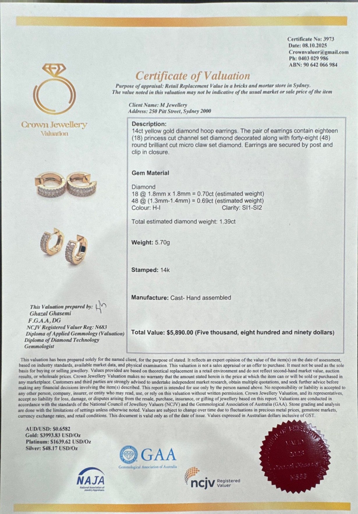 14ct Diamond Hoop Earrings