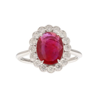 Platinum Ruby and Diamond Ring