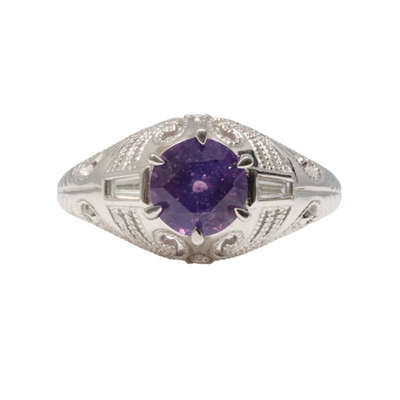 Platinum Sapphire (no heat) and Diamond ring