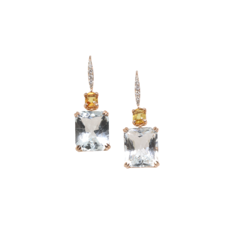 14ct Rose Gold Aquamarines, Sapphire and Diamonds