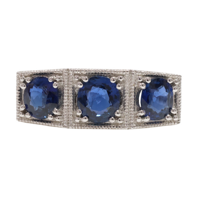Burmese Sapphire and Diamonds in 18ct White Gold