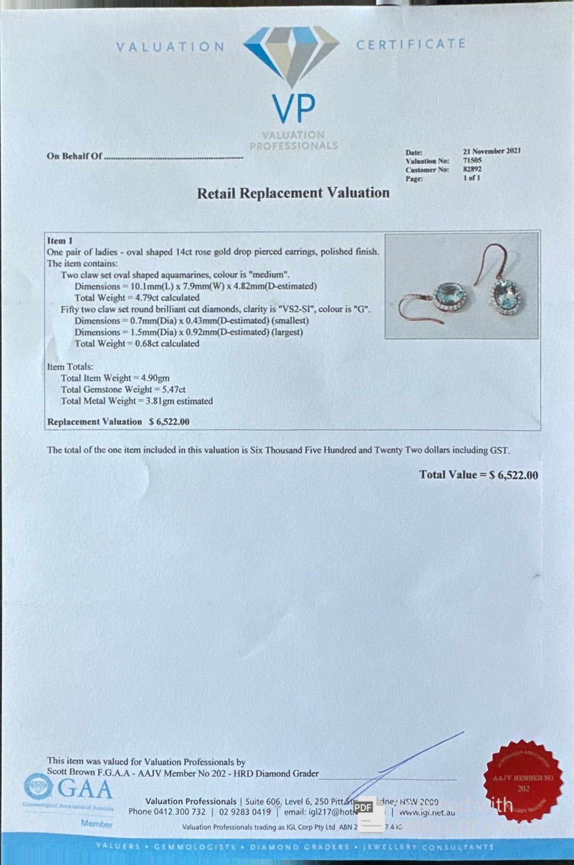 14ct Rose Gold Aquamarine and Diamond Earrings