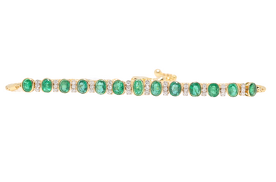 18k yellow gold emerald and diamond expandable bracelet