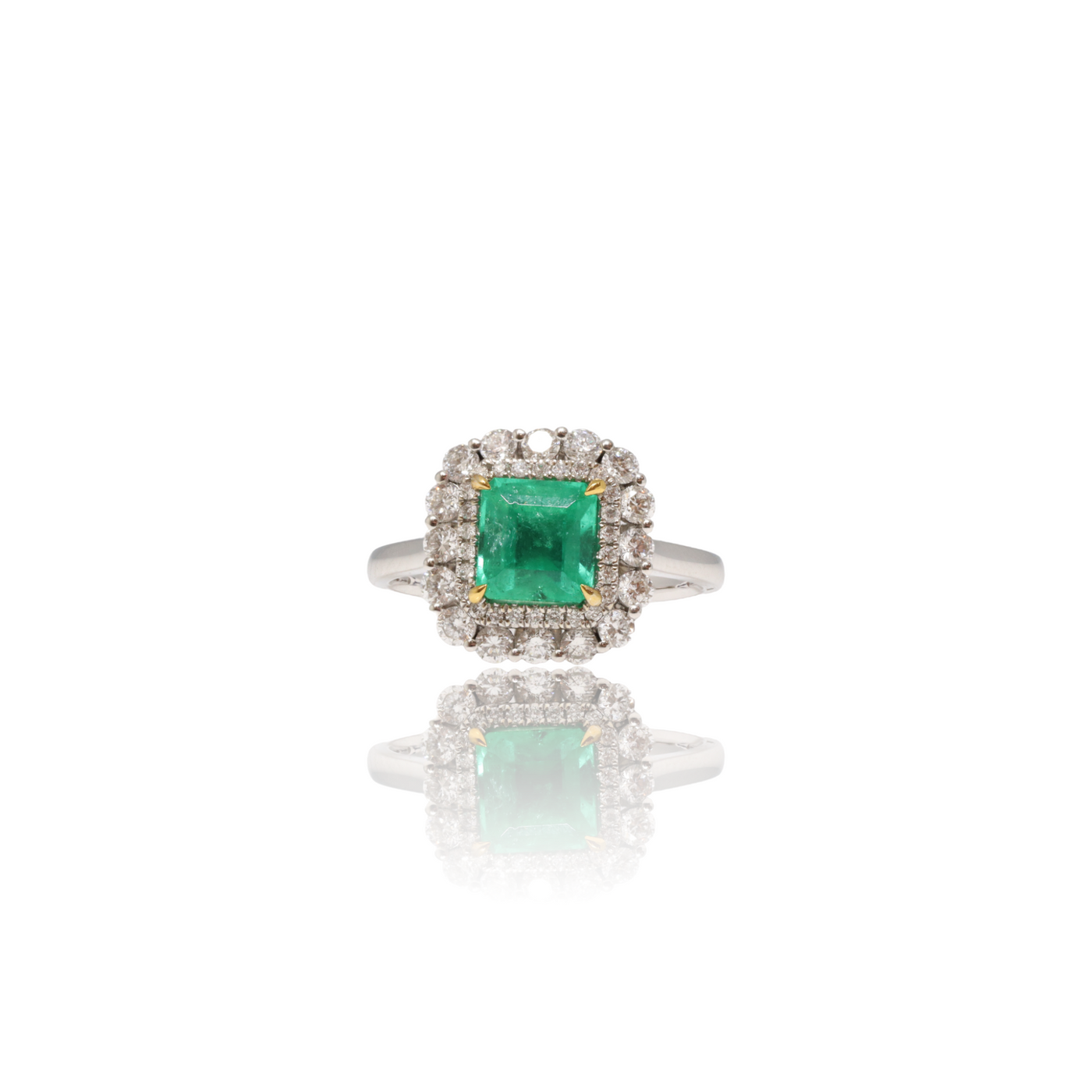 18ct yellow gold Emerald and Diamond dress ring