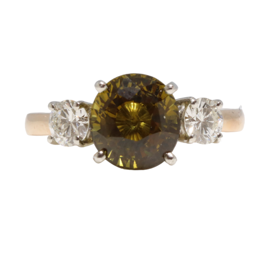 18CT rose gold and white gold Chrysoberyl (Natural Alexandrite) and diamond ring GIA CERTIFIED