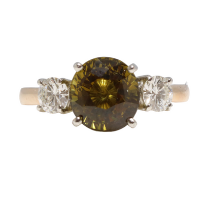18CT rose gold and white gold Chrysoberyl (Natural Alexandrite) and diamond ring GIA CERTIFIED