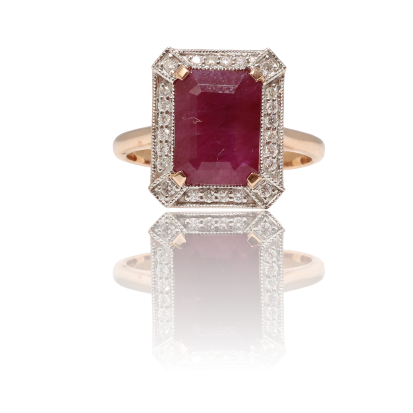14ct rose gold Ruby and Diamond ring